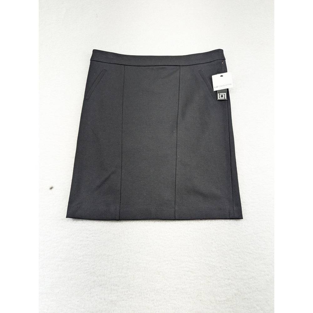 NWTLiz Claiborne Women's Mini Pencil Skirt High Waisted Back Slit Black 14‎
